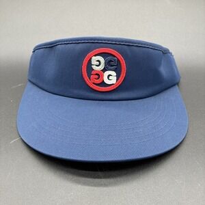 G/FORE Golf Visor Navy Blue Circle G's Logo Red White Adjustable Hat Performance